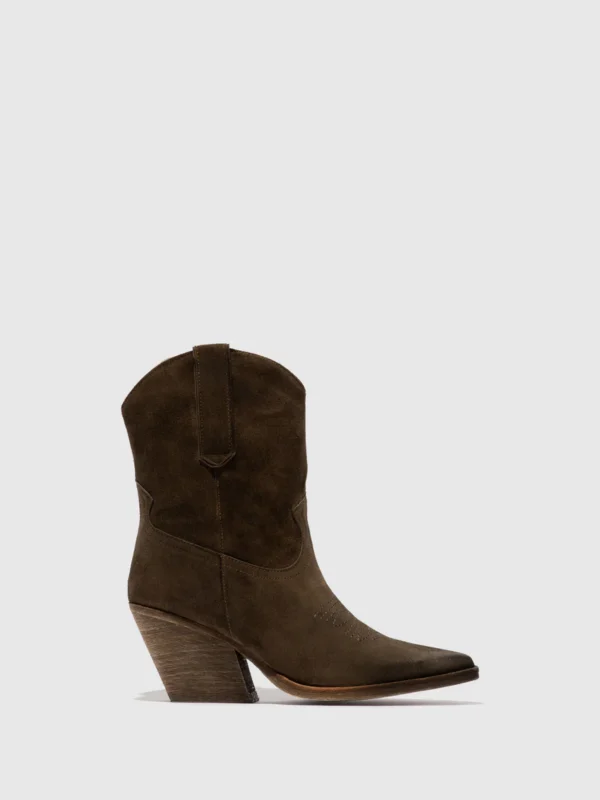 Zip Up Ankle Boots WOFY093FLY MILITARY