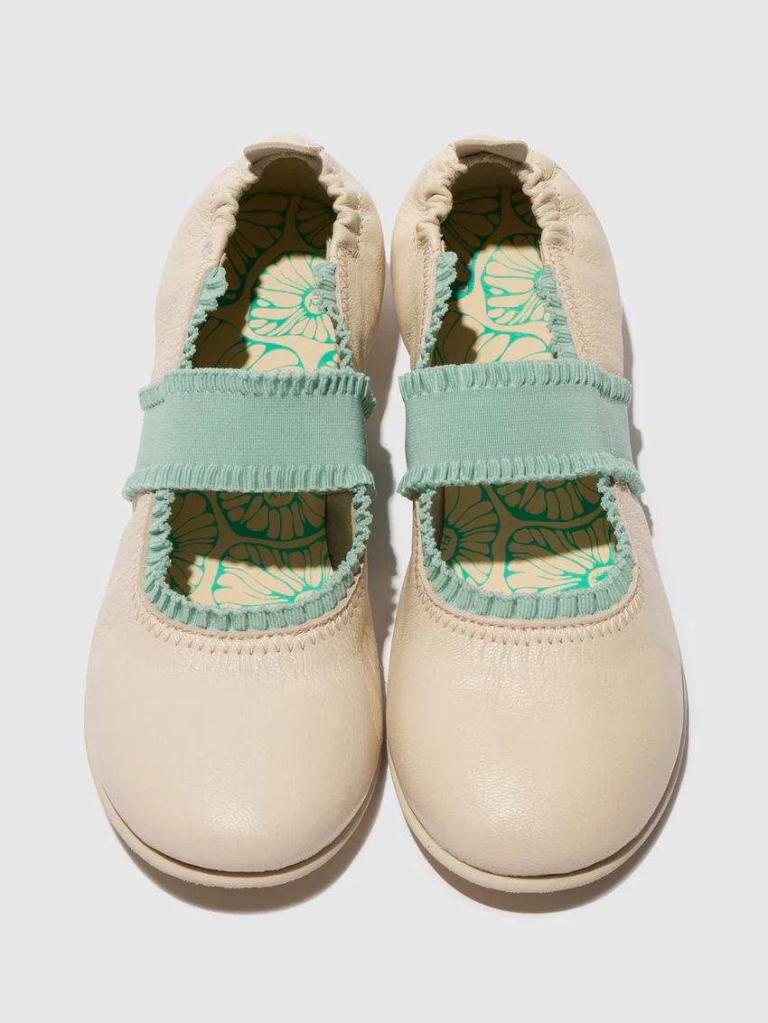 Elasticated Ballerinas GECH253FLY OFFWHITE/SPEARMINT - Image 4