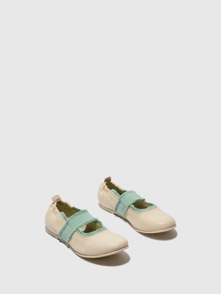 Elasticated Ballerinas GECH253FLY OFFWHITE/SPEARMINT - Image 2