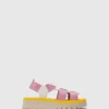 Sling-Back Sandals SAMB245FLY WHITE/BABY PINK/YELLOW