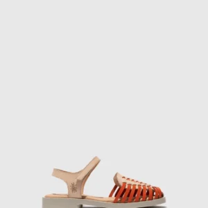 Ankle Strap Sandals AVAN406FLY NATURAL/SCARLET