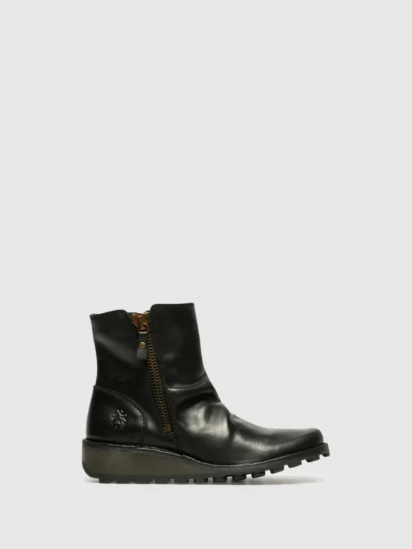 Zip Up Ankle Boots MON944FLY BLACK