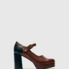 Buckle Shoes ERIL351FLY COGNAC/NAVY